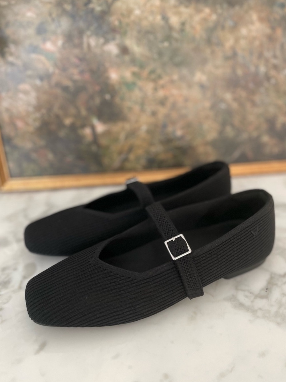 VIVAIA Margot Mary Jane Square Toe Flats Black Sz 10 (41.5) Sustainable Slip on - Picture 6 of 10